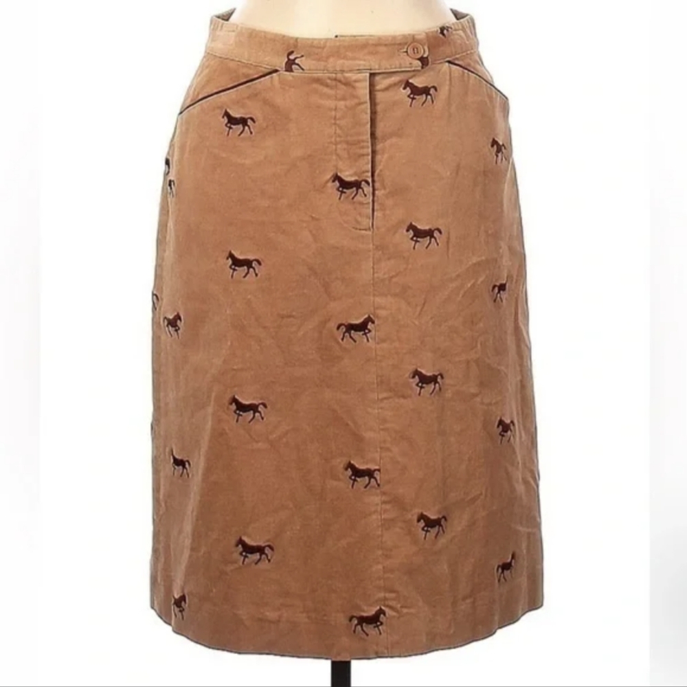 Vintage Lilly Pulitzer Tan High Waisted Fitted Horses Western Print Pencil Skirt